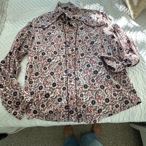 XiRENA Floral Button Down Shirt - Red and Blue - Picture 1 of 5